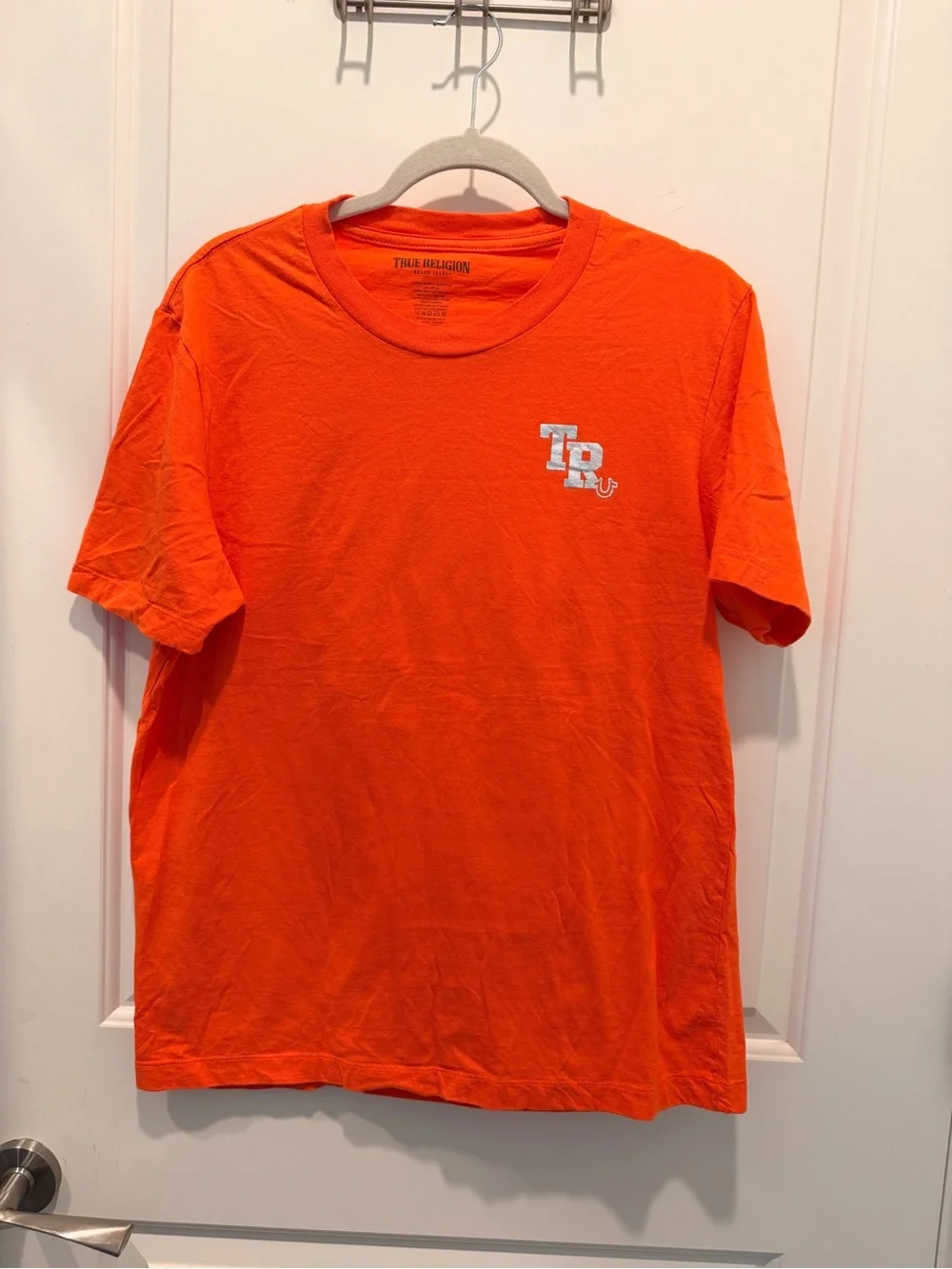 True Religion Brand Jeans Men's Orange Graphic Buddha Logo Size L